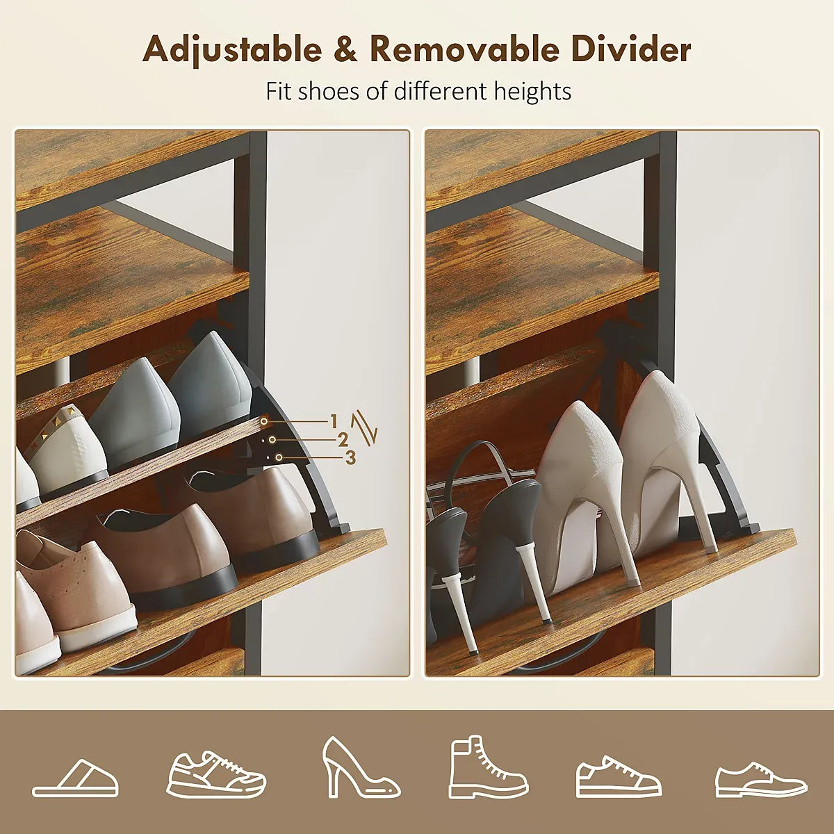 Homcom Shoe Cabinet 4 Flip Drawers Holds 20 Pairs Family-Furniture Kingdom